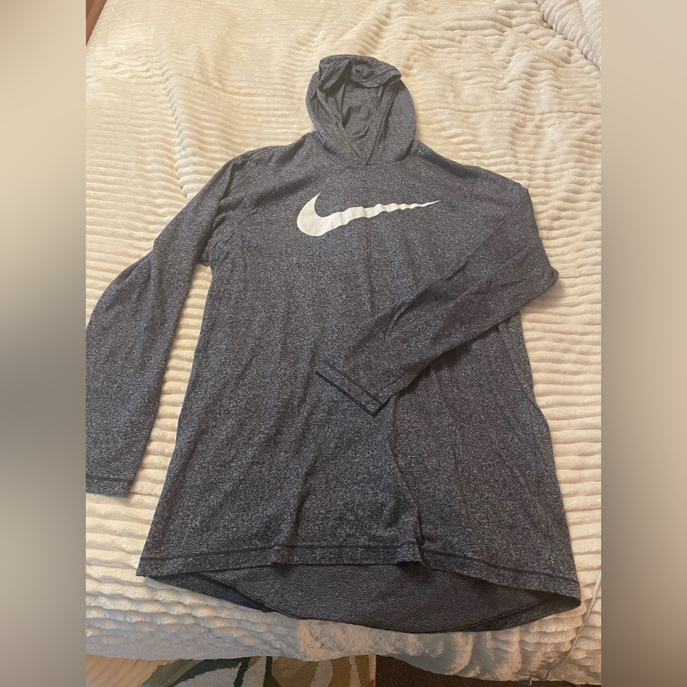 Long sleeved hooded Nike athletic shirt